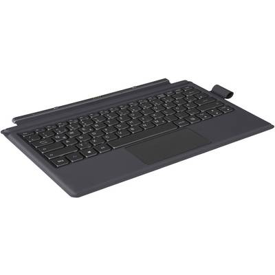 Čierna, plochá počítačová klávesnica s integrovaným touchpadom; odnímateľný dizajn pre tablety alebo notebooky, bez viditeľných firemných log.