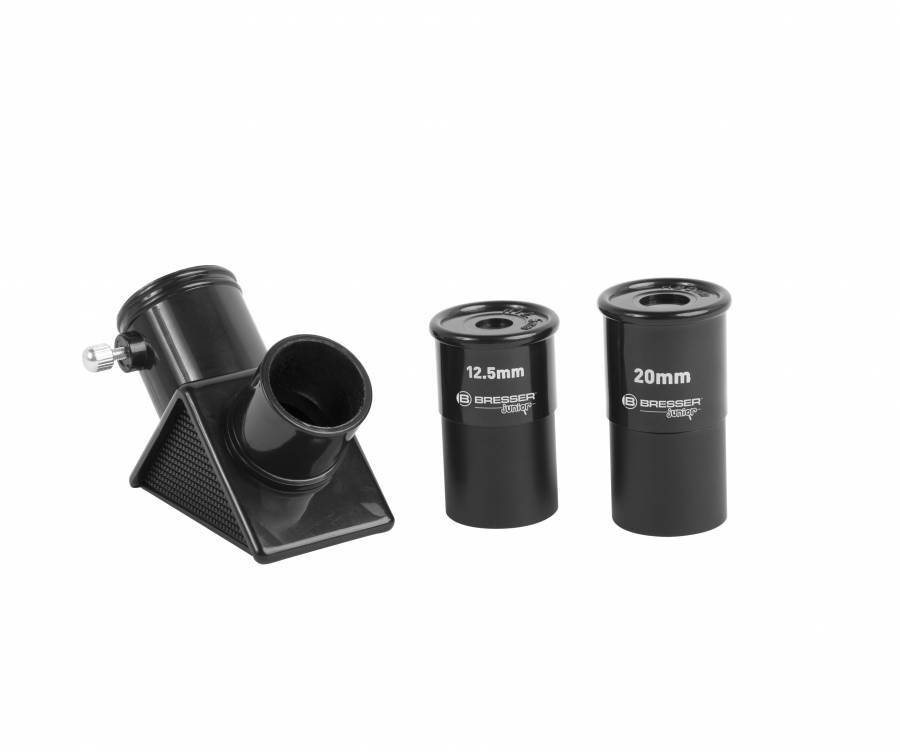 Set ďalekohľadového okuláru pozostávajúci zo zenitového zrkadla a dvoch okulárů: 12,5 mm a 20 mm.