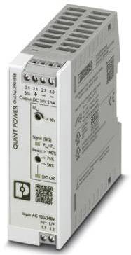 'QUINT POWER' napájací zdroj s viacerými výstupmi a indikátormi napätia a signálu, vstup AC 100-240V, výstup DC 24V 3,5A.