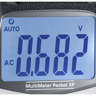 Digitálny multimeter zobrazuje '0.682 V AC' v automatickom móde. Typ zariadenia: MultiMeter Pocket XP.