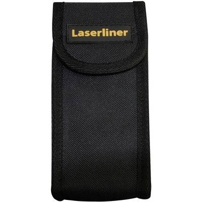Čierna ochranná taška so suchým zipsom, na ktorej je v oranžovej farbe logo 'Laserliner'.
