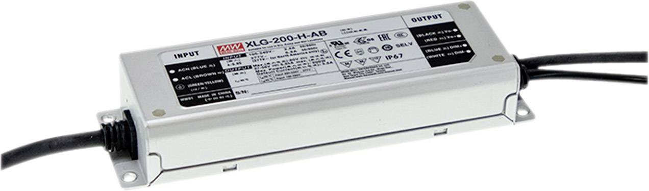 MW Mean Well XLG-200-H-AB Driver per LED Potenza costante 200 W 3500 - 5550 mA 27 - 56 V/DC Funzione dimmer 3 in 1, adatto per mobili, adatto per este