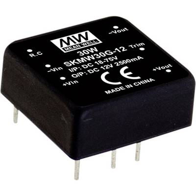 DC-DC menič, 30W, model SKMW30G-12, vstup 18-75V, výstup 12V 2500mA, vyrobené v Číne, od Mean Well.