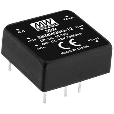 Schwarzer DC/DC-menič od Mean Well, model SKMW30G-12, 30W výkon, vstupné napätie 18-75V, výstup 12V, 2500mA.
