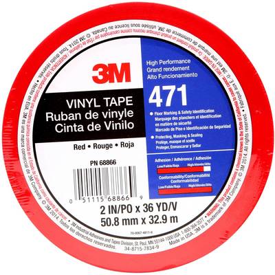 3M vinylová páska 471, červená role krepovanej pásky, 2 palce x 36 yardov, hlavné použitie: vyznačovanie podláh a bezpečnosť.