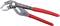 Vodovodná inštalatérska kliešte s červenými rukoväťami a nastaviteľnou čeľisťou, ideálne na uchopenie a otáčanie potrubia a iných objektov.