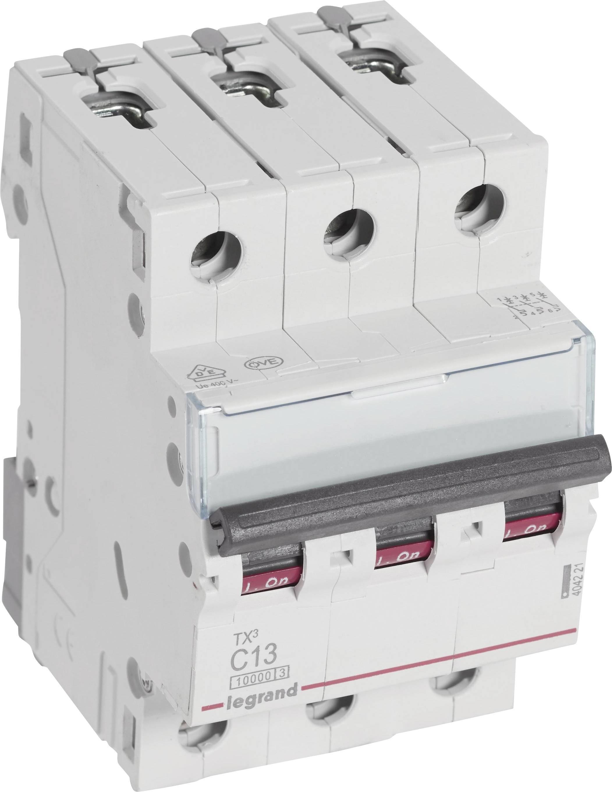 Trojpólový výkonový istič s označením 'C13', určený na ochranu elektrických zariadení pred preťažením.