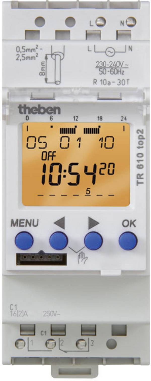 Theben TR 610 top2 G 6100110 časovač na DIN lištu, 1 kanál