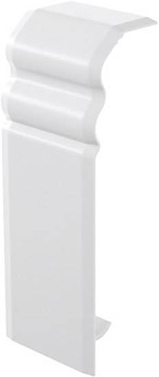 Biela plastová krytka so zaoblenými hranami a vlnovitými detailmi, pravdepodobne súčasť nábytku alebo dekoratívneho prvku.