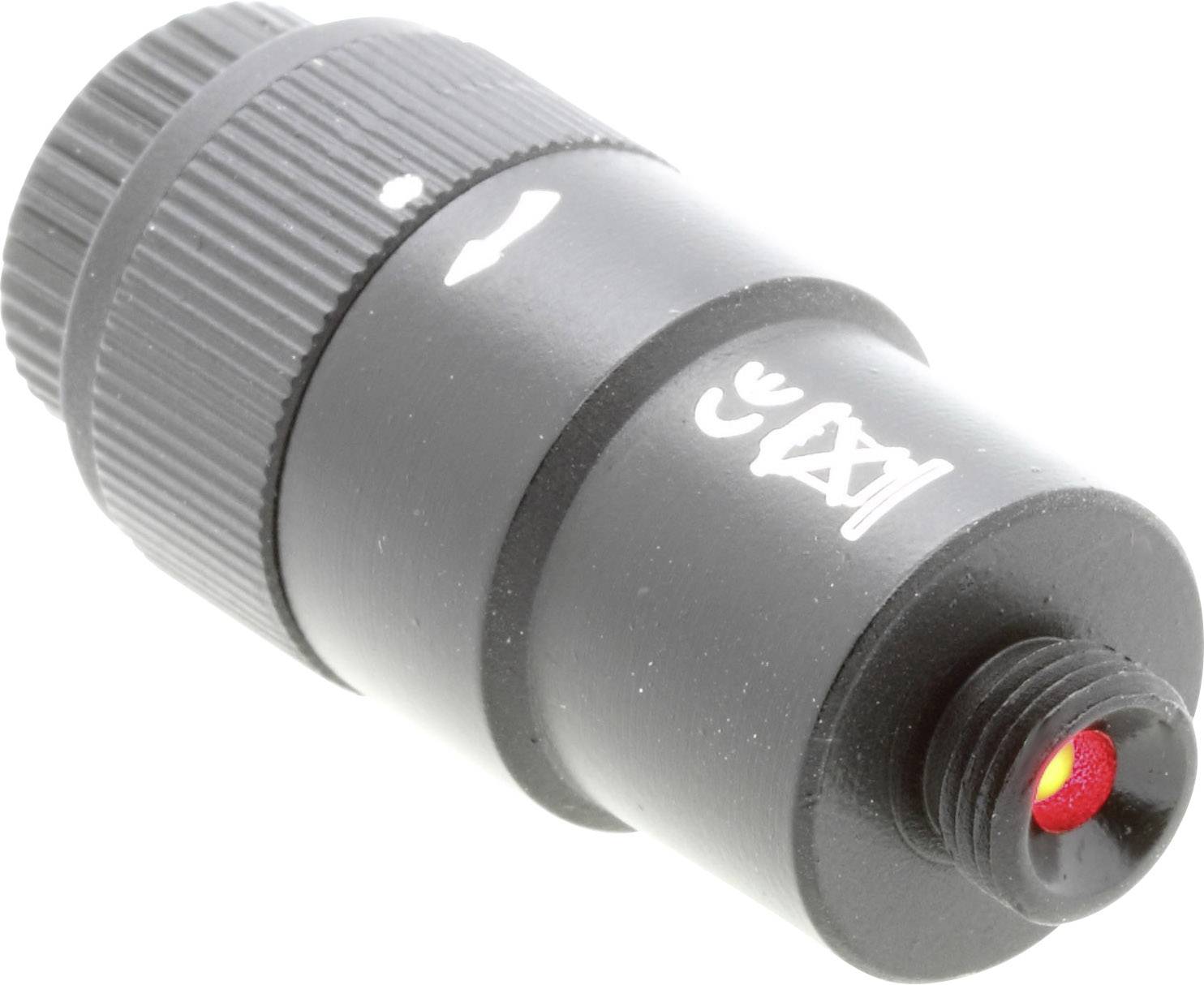 Malý čierny laserový ukazovateľ s červeným svetlom, vhodný pre prezentácie alebo technické aplikácie.