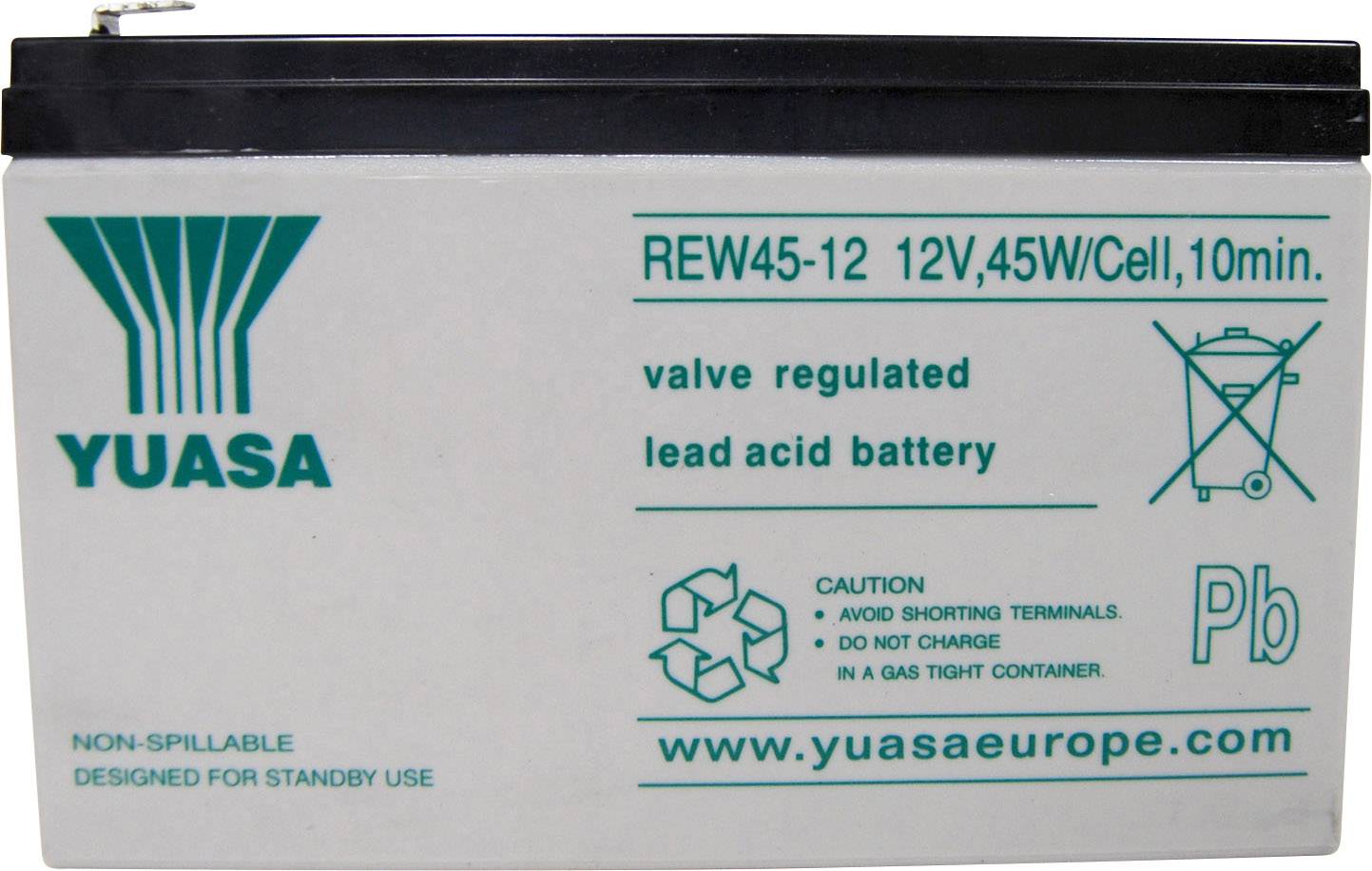 Yuasa REW 45 - 12 REW45/12 Batteria al piombo 12 V 8 Ah Piombo-AGM (L x A x P) 151 x 97 x 64 mm Spina piatta 6,35 mm Bassa autoscarica, Bassa manutenz