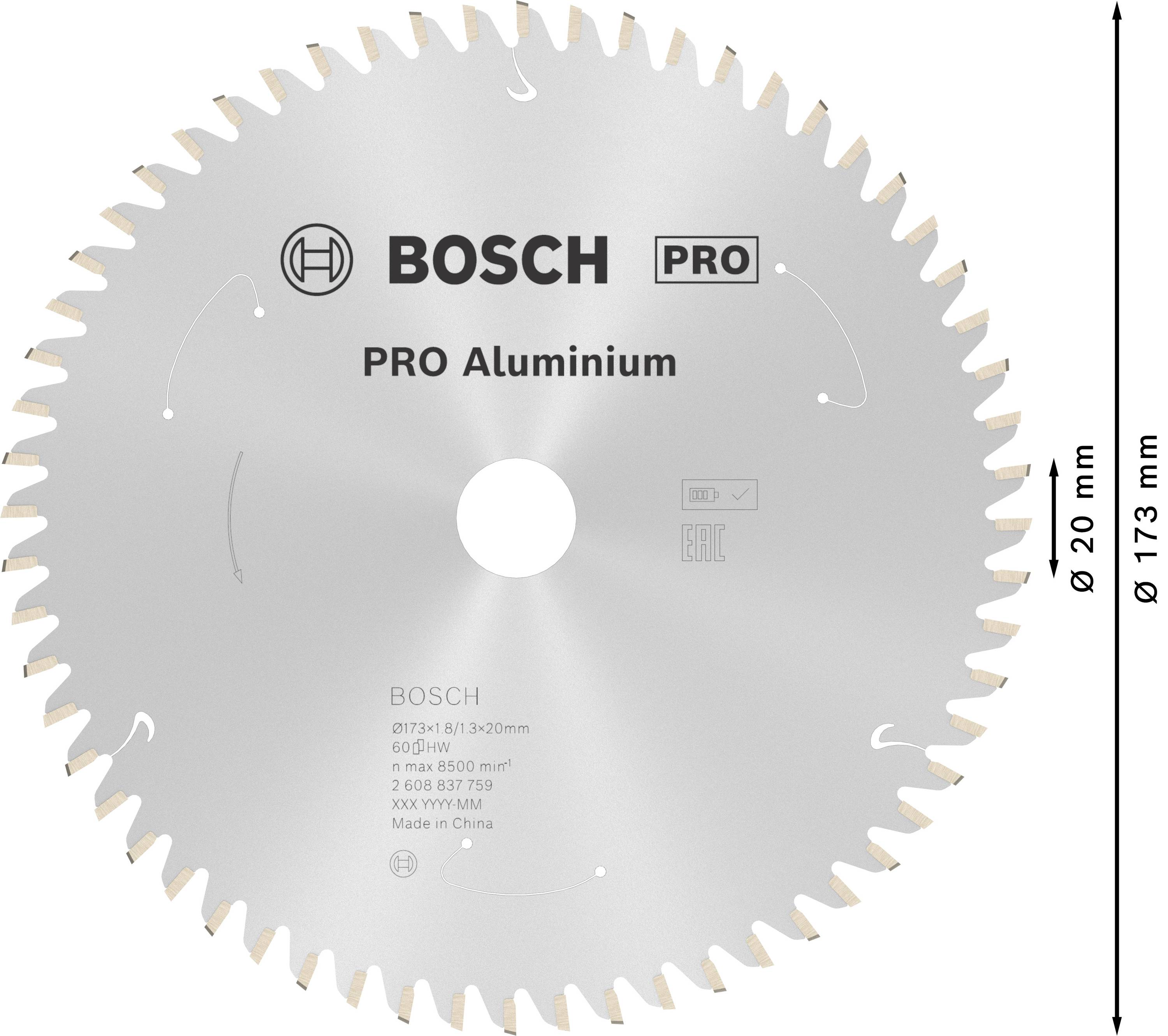 Kotúč pílový od Bosch na hliník, priemer 173 mm, 60 zubov.