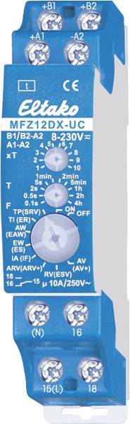 Eltako 23001005 MFZ12DX-UC Tijdrelais Multifunctioneel 230 V 1 stuk(s) Tijdsduur: 0.1 s - 40 h 1x wisselcontact afbeelding