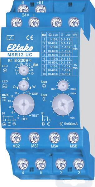 Eltako 22500501 MSR12-UC Multifunctioneel sensorrelais 24 V 1 stuk(s) Tijdsduur: 0.1 - 14400 s 2x NO afbeelding