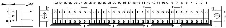 Diagram elektrického obvodu s číslovanými kontaktmi od 1 do 32. Zobrazuje pohľad zhora s obsadením pinov a elektrickými symbolmi.