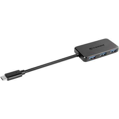USB-C adaptér s tromi USB-A portmi od spoločnosti Transcend, ideálny na rozšírenie možností pripojenia na moderných zariadeniach.