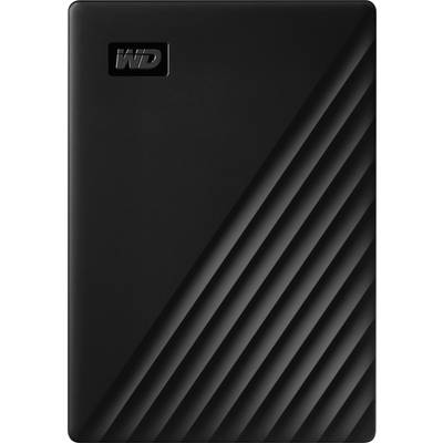 Externý pevný disk v čiernom kryte s diagonálnymi líniami a logom v ľavom hornom rohu.