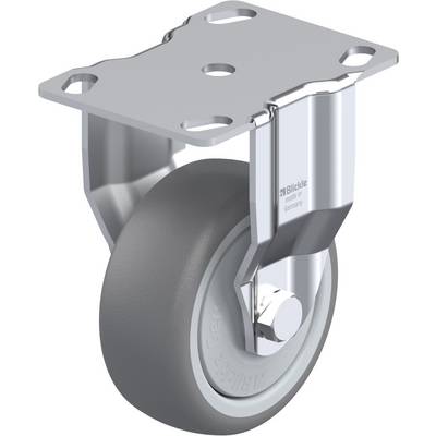 Kovová rolka so sivým kolesom a montážnou doskou, vhodná pre zaťaženie v priemyselnom prostredí.