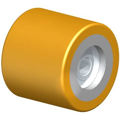 Žlté skateboard koleso s lesklým kovovým jadrom, 3D zobrazenie, ukazuje tvar a štruktúru materiálu.