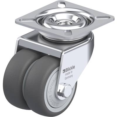 Kovitá rolka, sivá, s upevňovacou doskou a nápisom 'Blickle made in Germany'.