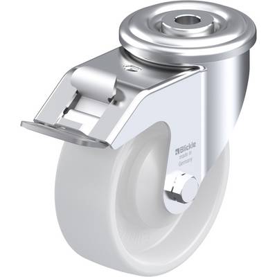 Kovesová otočná kolieska s bielym kolesom. Text na koliesku: 'Blickle made in Germany'. Funguje ako riadiace koliesko pre mobilné zariadenia.