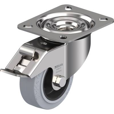 Kovová rolka so sivým kolesom, otočným mechanizmom a upevňovacou doskou. Ideálna pre nábytok alebo prepravné zariadenia.
