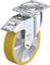 Priemyselné riadiace koliesko so žltým kolesom, kovovým krytom a upevňovacou doskou, s nápisom 'Blickle made in Germany'.