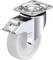 Kovená otočná kolieska s bielym kolesom, vhodné pre použitie na nábytku alebo priemyselnom zariadení. Názov značky je viditeľný na koliesku.