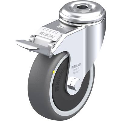 Kovové koliesko s valčekom a sivým pojazdovým kolesom s nápisom 'Blickle made in Germany', vhodné pre transportné zariadenia.