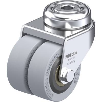 Dve sivé rolky v kovovom púzdre s nápisom 'Blickle made in Germany'.