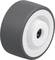 Sivé koleso s bielou stredovou časťou a osou. Vhodné pre nábytok alebo mobilitu zariadení.
