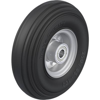 Čierne koleso so strieborným ráfikom. Nápis: 'Blackie Germany 250-85-100'.