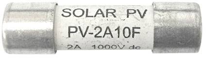 Poistka s nápisom 'SOLAR PV PV-2A10F, 2A 1000V dc'.