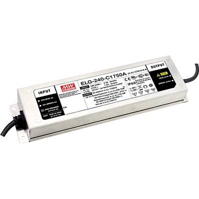 Napájací zdroj pre LED s vstupnými a výstupnými konektormi, model ELG-240-C1750A, vhodný pre LED osvetlenie, robustná konštrukcia.
