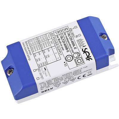 Elektronické LED budičové zariadenie s modro-bielym krytom, s technickým špecifikačným tlačou. Model: 'SLT12-700IL'.