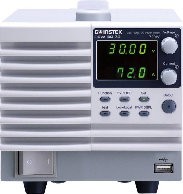GW Instek PSW30-72 laboratórny zdroj s nastaviteľným napätím, Kalibrované podľa (ISO), 0 - 30 V/DC, 0 - 72 A, 720 W, USB 1.1 zásuvka A, zásuvka USB 2.0 B, zásuvka RJ45, Ethernet, LAN, možné programovať, výstup 1 x, 01SW307200GT-ISO