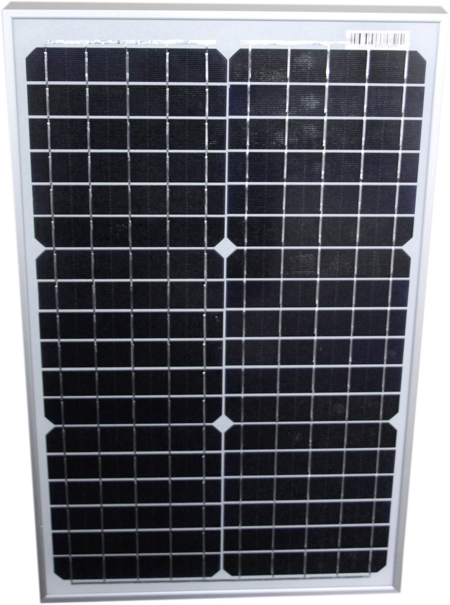 Solárny panel s mriežkou modrých solárnych článkov v striebornom ráme.