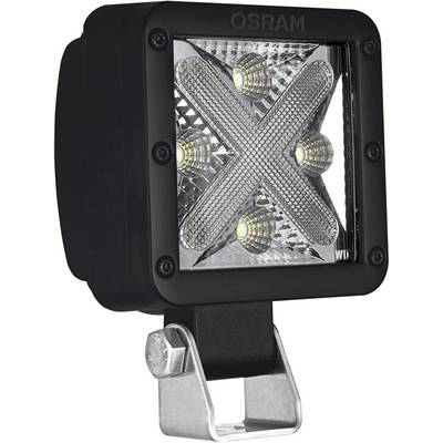 LED pracovná lampa od OSRAMu so štvorcovým dizajnom a kovovým držiakom, vhodná pre použitie v vozidlách alebo v priemysle.