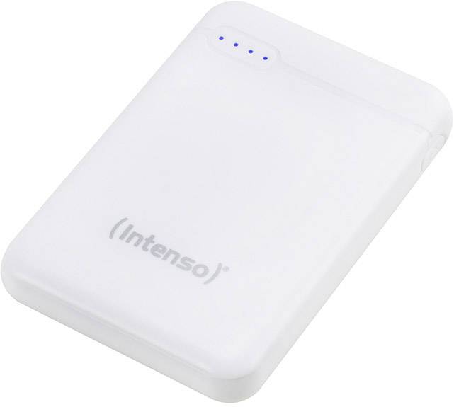 Externý biely externý disk od Intenso s kompaktným, zaobľeným dizajnom. Na vrchu sa nachádzajú štyri modré LED indikátory.