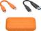 Externý pevný disk s oranžovým ochranným obalom; na obrázku dva pripojovacie káble, jeden s USB-C a jeden s USB-A.