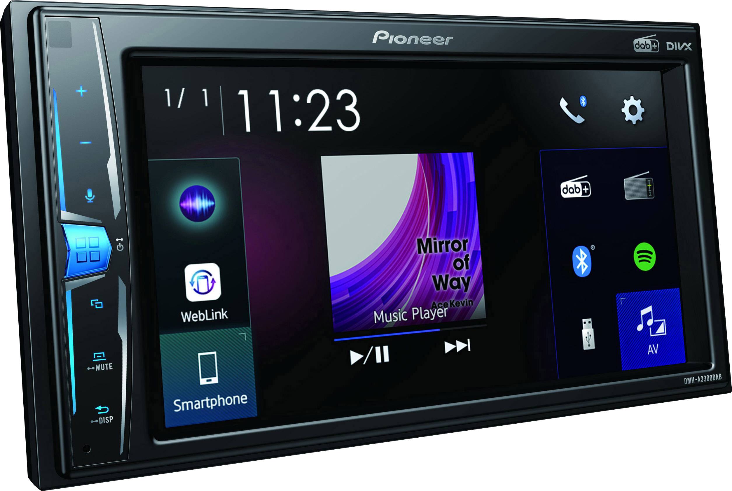Pioneer DMH-A3300DAB Dobbelt-DIN-bilradio Håndfrit Bluetooth®-system, DAB+ tuner, AppRadio