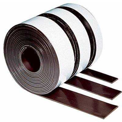 Kotúč čierno-bielych magnetických pások, čiastočne odvinutý, ukazuje flexibilitu a dĺžku materiálu.
