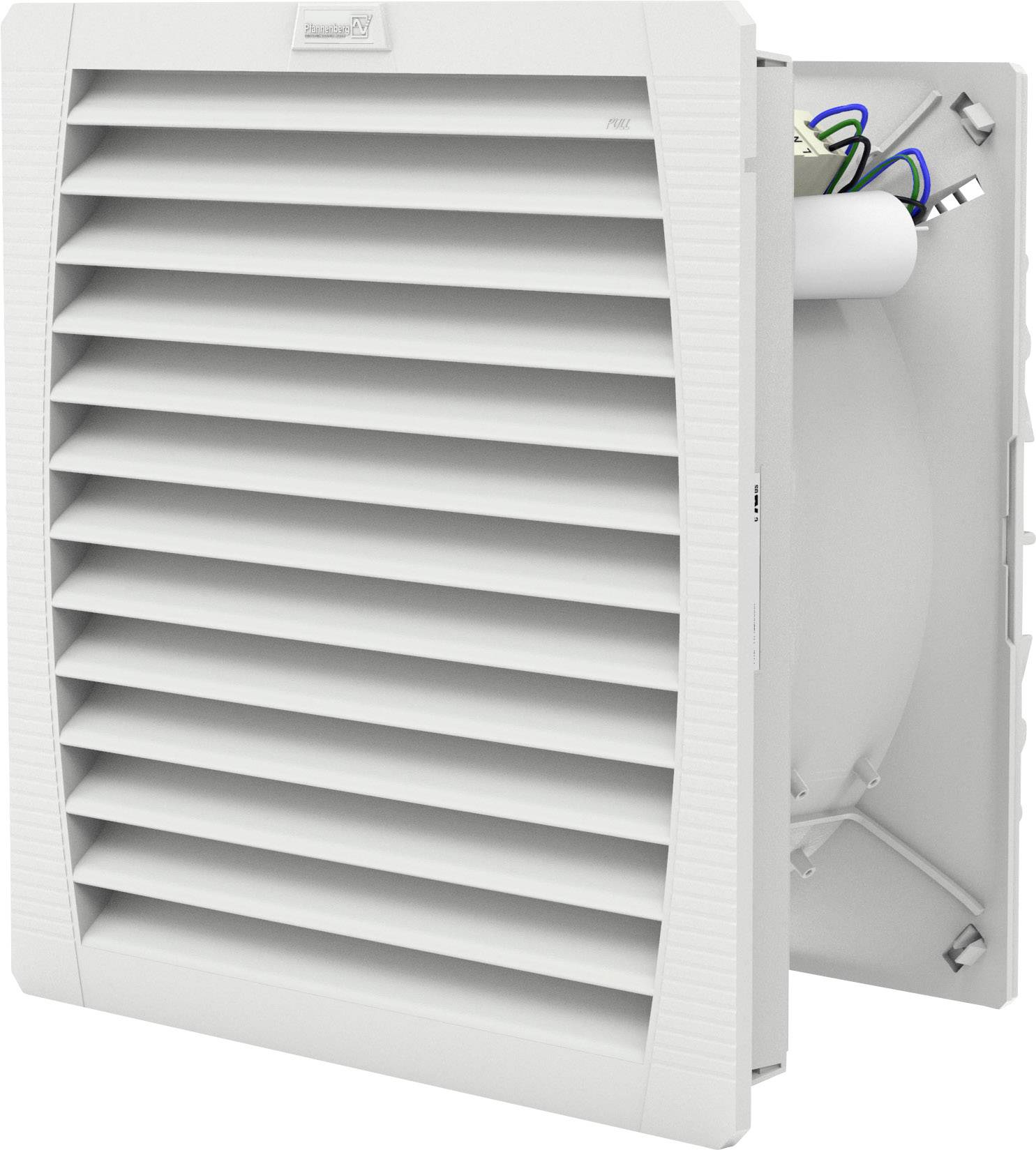 Biele ventilačné mriežky s viditelnými káblami na boku odhaľujú svoj upevňovací mechanizmus na zadnej strane.