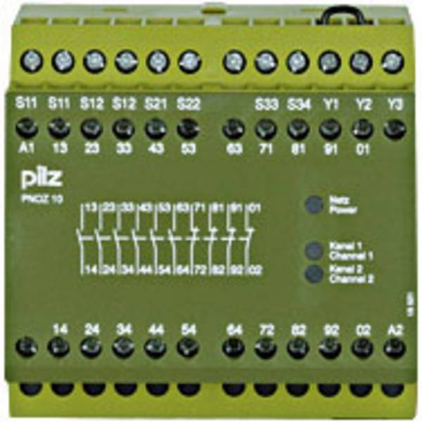 PILZ PNOZ 10 24VDC 6n/o 4n/c bezpečnostné relé, 24 V/DC, 6 spínacích kontaktov, 4 rozpínacie, (š x v x h) 90 x 87 x 121 mm, 774009, 1 ks