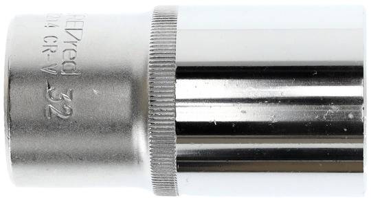 Kovová napájacia matica, valcovitého tvaru so zvlneným okrajom, veľkosť '32 mm'.