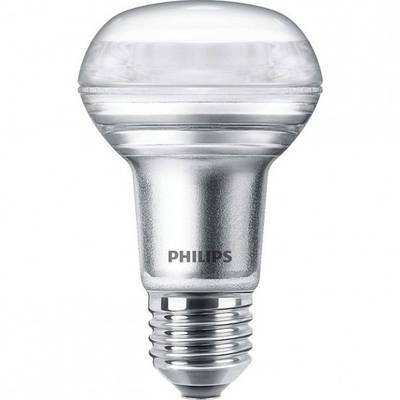 Úsporná žiarovka so strieborným pätiskom, vyrobená spoločnosťou Philips, na bielom pozadí.