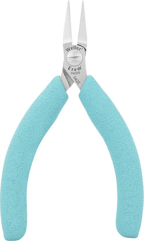 Modro sfarbené presné kliešte s úzkymi hrotmi a ergonomickými rukoväťami, vhodné pre jemné práce a elektronické opravy.