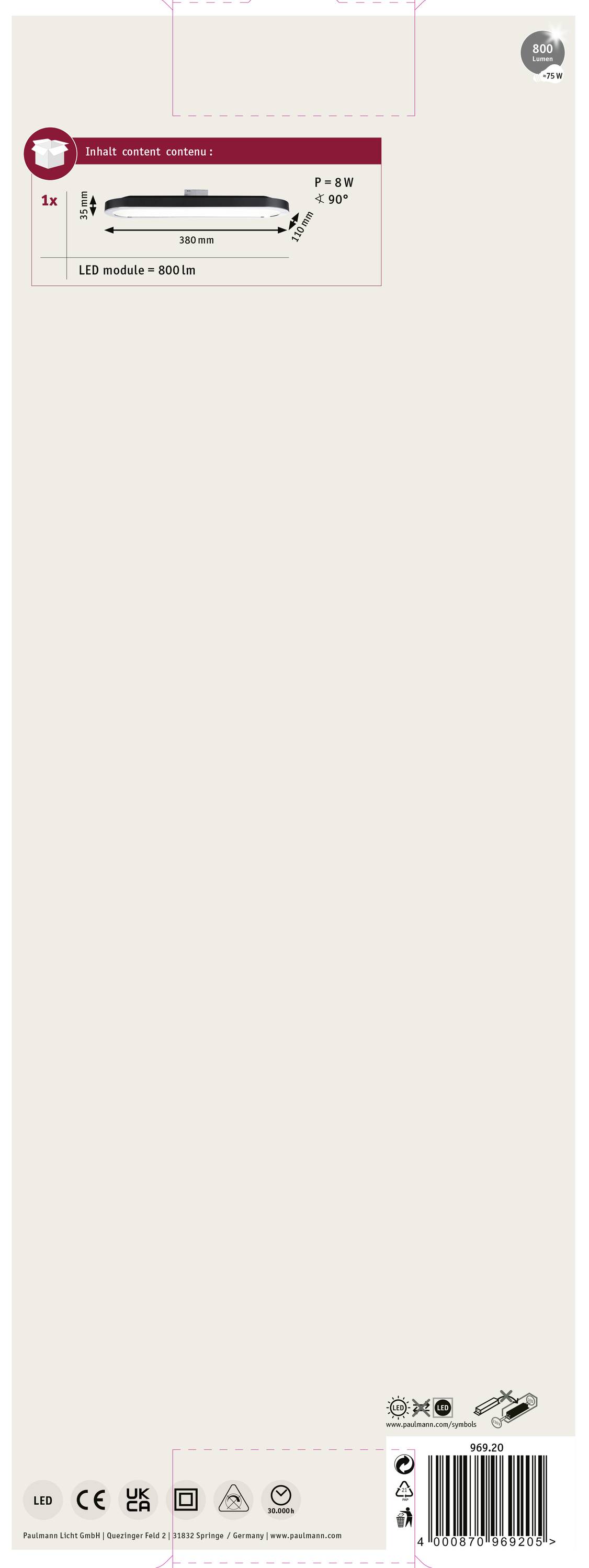 LED osvetlenie skrinky Elk 5,5 W, rozmer 16x197 mm, s pohybovým senzorom. Obsahuje inštalačné pokyny a symboly bezpečnostných upozornení.