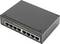 Čierny priemyselný ethernetový switch s ôsmimi portami, vhodný pre sieťové aplikácie v priemyselných prostrediach.