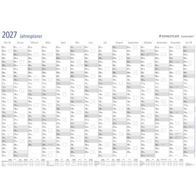 2027 Ročný plánovací kalendár v mriežke zobrazujúci všetky mesiace od januára do decembra s číslovanými stĺpcami dní a riadkami týždňov.